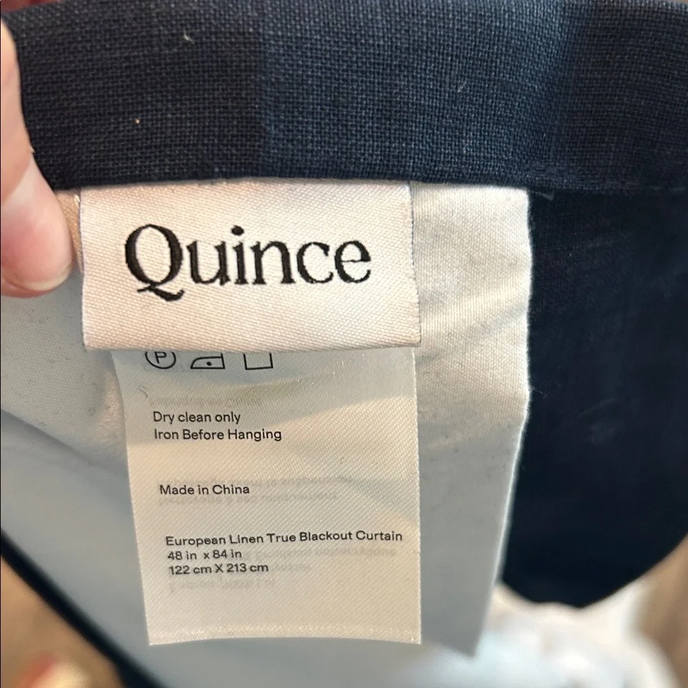Quince 48x84 European Linen True Blackout Curtain Navy